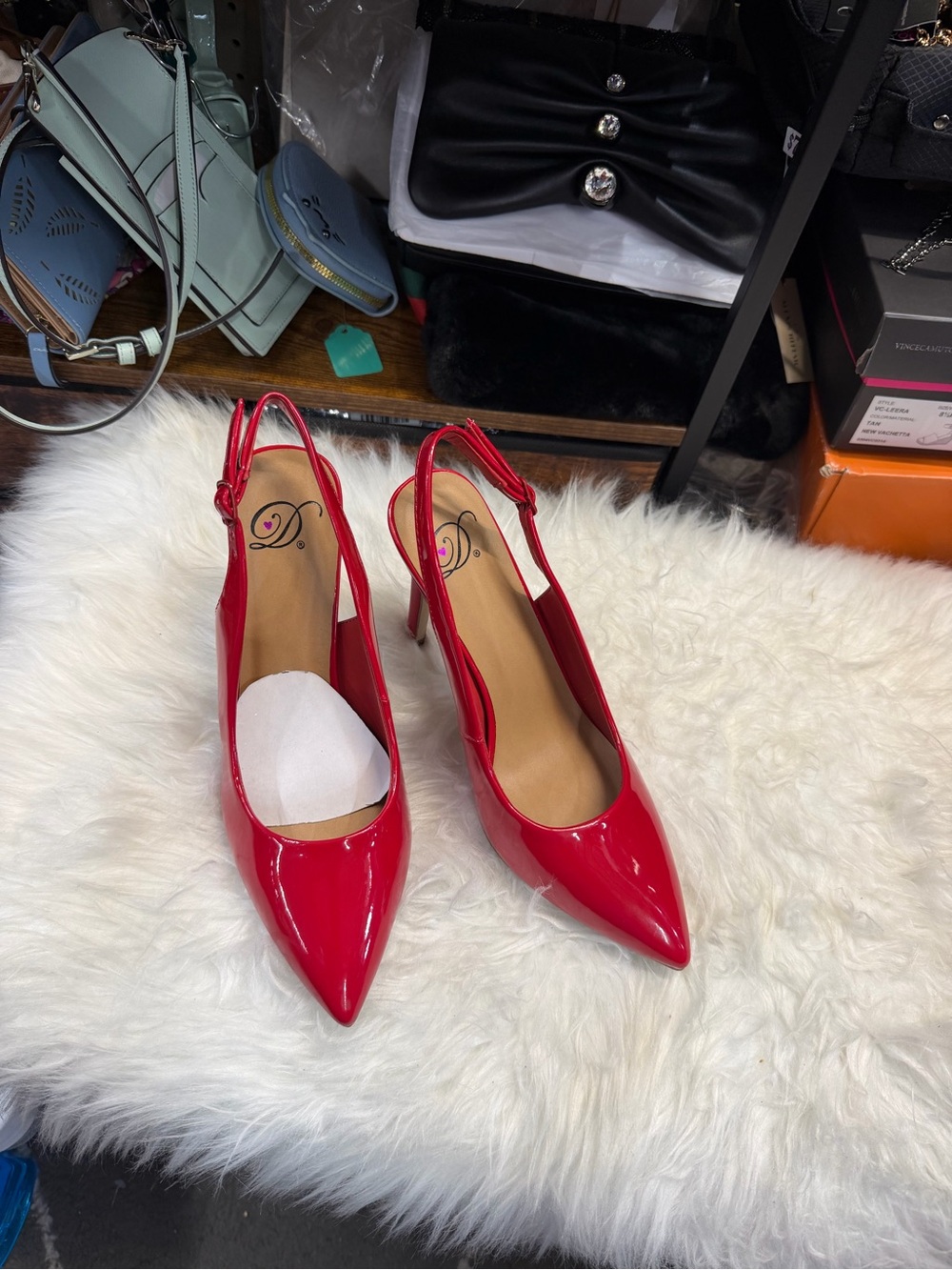 Delicious Red Slingback Pointed Patent Heels (NWOB)